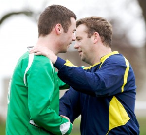 Happier times: Chris Shaw and Liam Deveney before the 2013 Alumni captain controversy