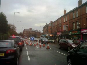 Smithdown Road in the morning rush hour during the roadworks