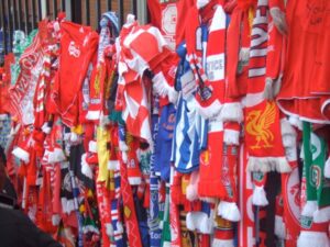 Hillsborough memorial tributes at Anfield's Shankly gates. Pic by JMU Journalism