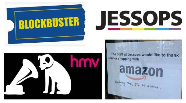Blockbuster, HMV and Jessops have all gone into administration. Staff at Jessops in Liverpool make their feelings clear. ©Twitter via @chefjohngay 