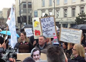 Bedroom tax protest in Liverpool. Picture by Katie Dodson