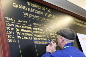 The honours board at Aintree Racecourse listing the winners of the Grand National ©TheAintreeInsider