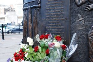 Respects paid at the new Hillsborough memorial in Old Haymarket on the 24th anniversary of the disaster. Pic by Alice Kirkland