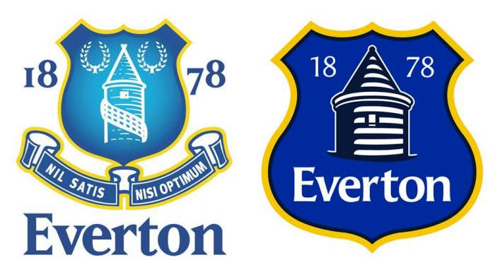 Everton FC's old badge has been replaced by a new version (right) © Everton FC