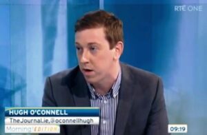 Hugh O'Connell reviewing the day's news on Irish TV channel RTE One © RTE One
