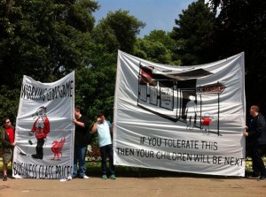 Protest banners in London. Picture by Joel Richards