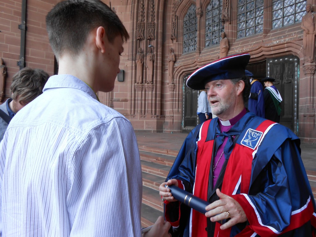 The Bishop of Liverpool, Right Reverend James Jones, talks to JMU Journalism's Matthew Judge. Pic by Adam Jones