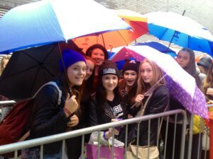Fans waiting in the rain for Union J