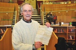 David Woods with his grandfather's letter