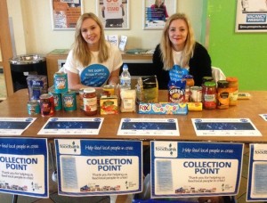 Chelsea Clews and Holly Goodyear at the collection in the Students' Union