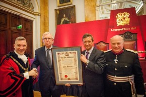 Local Solutions being awarded freedom of the city by Lord Mayor Gary Millar ©Liverpool City Council