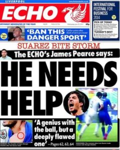 How the Liverpool Echo reported the latest Luis Suarez controversy © Trinity Mirror