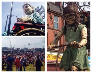 Huge crowds welcomed the Grandmother and Little Girl Giant to Liverpool. Pics by Shannyn Quinn