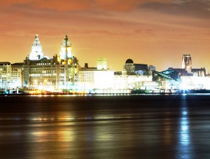 Liverpool at night. Pic by Vegard Grott © JMU Journalism