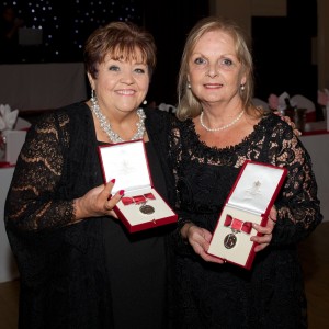 Peggy O'Brien (left) & Winnie Keating (right) with their British Empire Medals. Pic © Liam Deveney