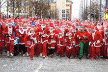 Santa Claus came to town early and en masse as thousands took part in the 10th anniversary BTR Liverpool Santa Dash.