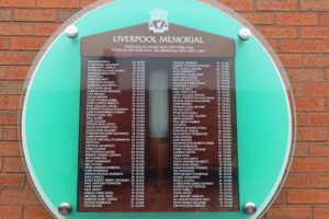The new Hillsborough memorial plaque at Anfield. Pic by Connor Dunn © JMU Journalism