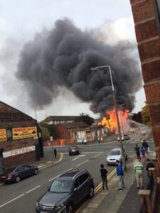 A fire ripped through the premises of Squash Nutrition in Toxteth on Sunday. Pic © Squash Nutrition / Twitter