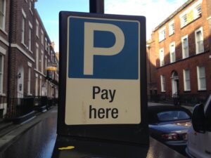 Pay & Display parking sign. Pic by Lucy Nixon © JMU Journalism 