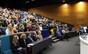 John Bishop gives a guest talk to Liverpool Screen School students at LJMU Redmonds. Pic by Conor Allison © JMU Journalism