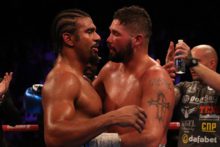 Liverpool’s Tony Bellew beat David Haye in the 11th round of an exciting all-British grudge match in London.