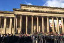 Thousands gathered outside the Cenotaph on St George's Plateau for the annual Remembrance Sunday service.