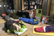 Up to 30 people braved freezing temperatures by taking part in a sleepout event at Liverpool Lime Street Station.