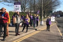 More than 40 cleaners, catering workers, porters and security officers went on strike at Liverpool Women's Hospital.