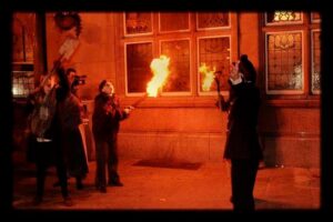 Rioters outside Philharmonic Dining Rooms © Reel Unknown