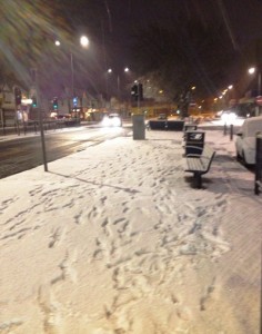 Snow in Allerton Road early on Monday morning. Pic: JMU Journalism