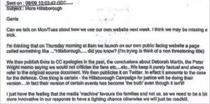 Email sent by David Crompton prior to the release of the Hillsborough Independent Panel report