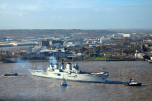HMS Illustrious as she arrives in Liverpool for her five-day visit. Photo by Ida Husøy