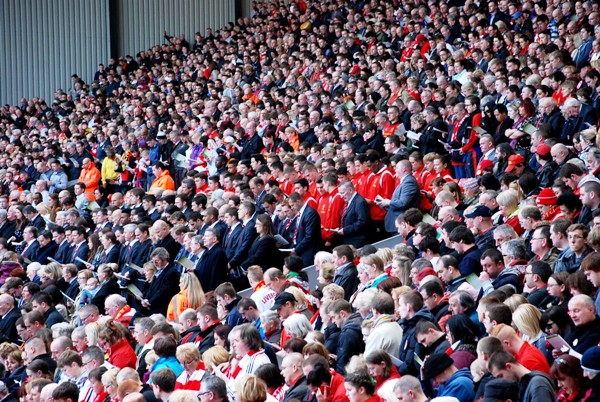 Hillsborough memorial crowd at Anfield on the 24th anniversary of the disaster. Pic by Alice Kirkland