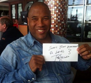 John Barnes sent a message of congratulations to Level 3 after their World Cup win. Pic by Arild Skjaeveland 