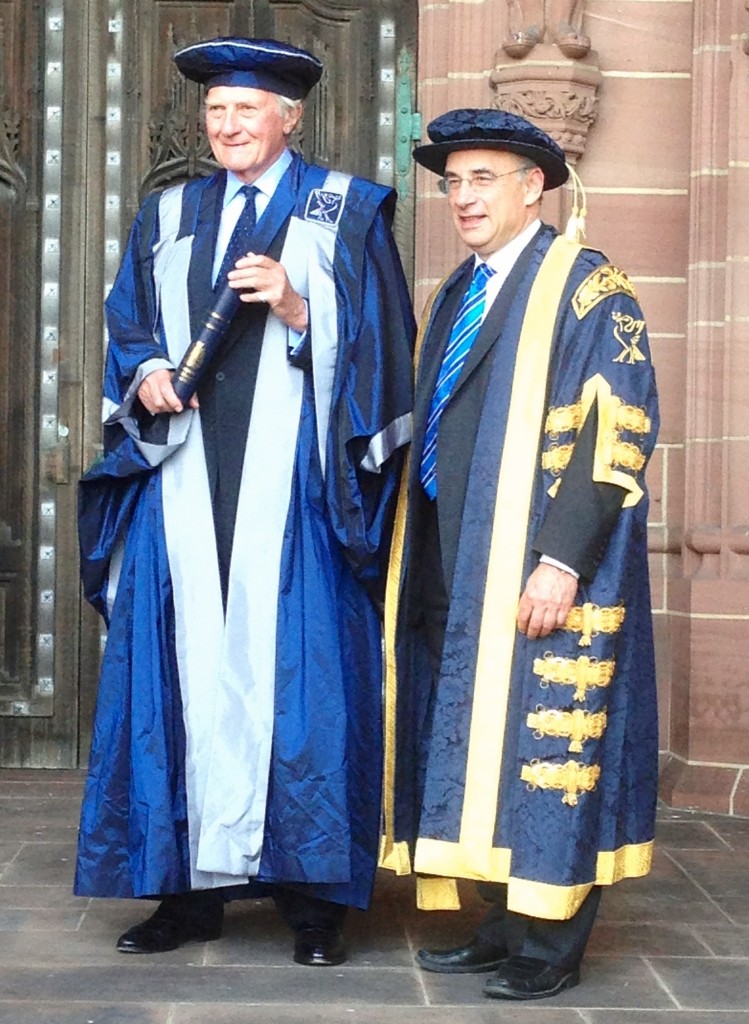 Lord Heseltine with LJMU Chancellor, Sir Brian Leveson. Pic by Matthew Judge