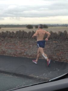 Mystery man runs half-naked in all weather conditions