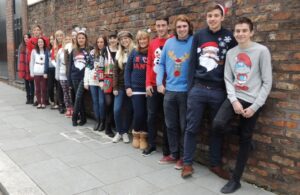 Third year Journalism students in their Christmas jumpers