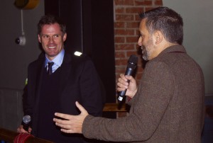 Guillem Balague with Liverpool legend Jamie Carragher at the book launch
