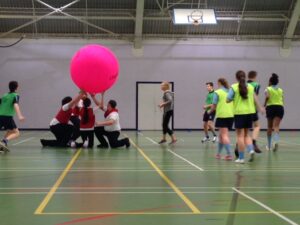 Kin-ball being played at the IM Marsh Sports Centre