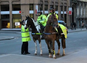 Merseyside mounted Police on duty. Pic © Jack Maguire
