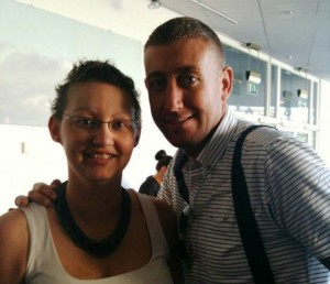 Sheena with X Factor star Christopher Maloney at a Macmillan event last year © Sport Supports LM/Twitter