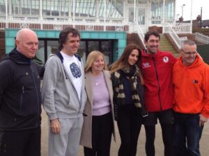 Spice Girl Mel C joins MP Steve Rotheram, Hillsborough campaigners and event organisers at the launch of the 'Race for the 96' event © Erica Dillon/Twitter
