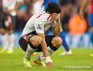 Luis Suarez was distraught after Liverpool blew their title chance and moved to Barcelona