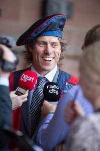 John Bishop meets the media and chats about his LJMU Honorary Fellowship © LJMU