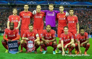 Calm before the storm: Liverpool line up ahead of their Champions League match against Real Madrid. Pic © David Rawcliffe / Propaganda Photo