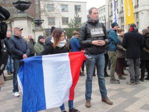 #JeSuisCharlie solidarity event in Liverpool following the Paris terror attacks. Pic by Nicole Quinn © JMU Journalism