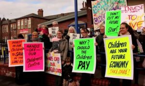 Protest against children's centre closures in Liverpool this month. Pic by JMU Journalism