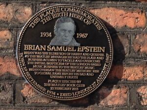 Plaque commemorating Brian Epstein outside his birthplace on Rodney Street. Pic © Matthew Judge