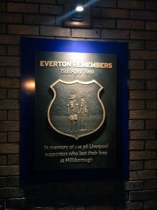 The plaque unveiled at Goodison for the 96 © Victoria Carlin