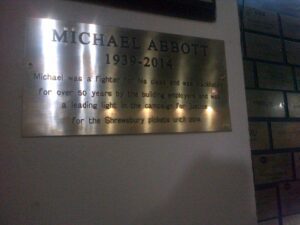 Michael Abbott memorial plaque (c) John Elsworth